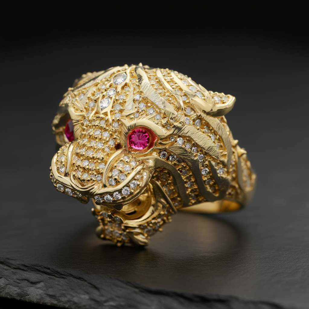 Gold statement ring alternate view