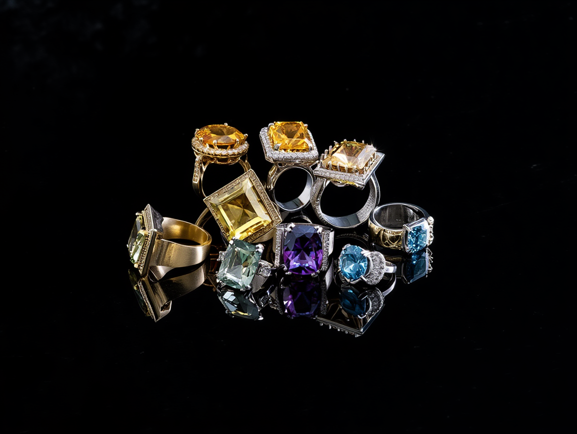 Collection of gemstone rings