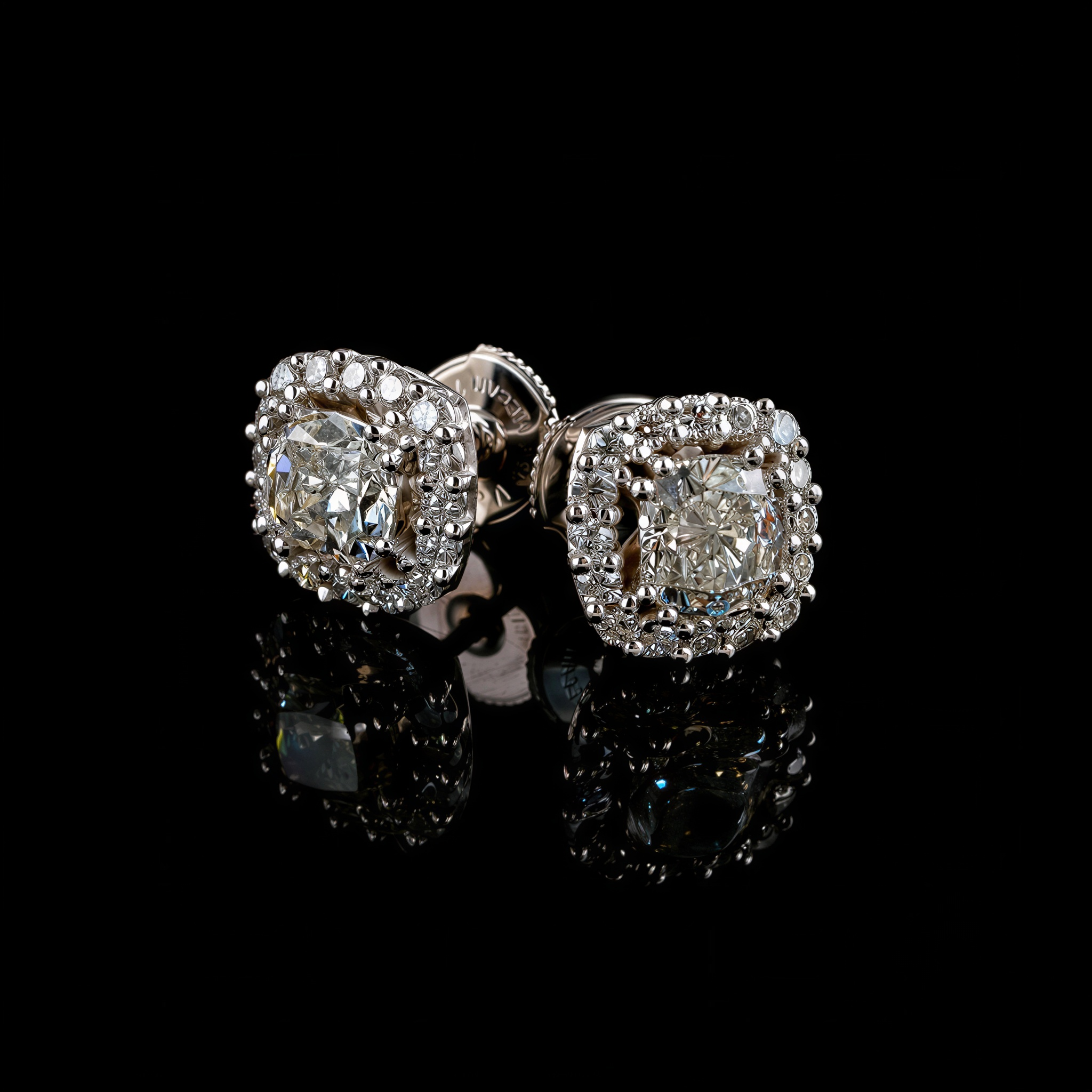 Cushion Halo Studs