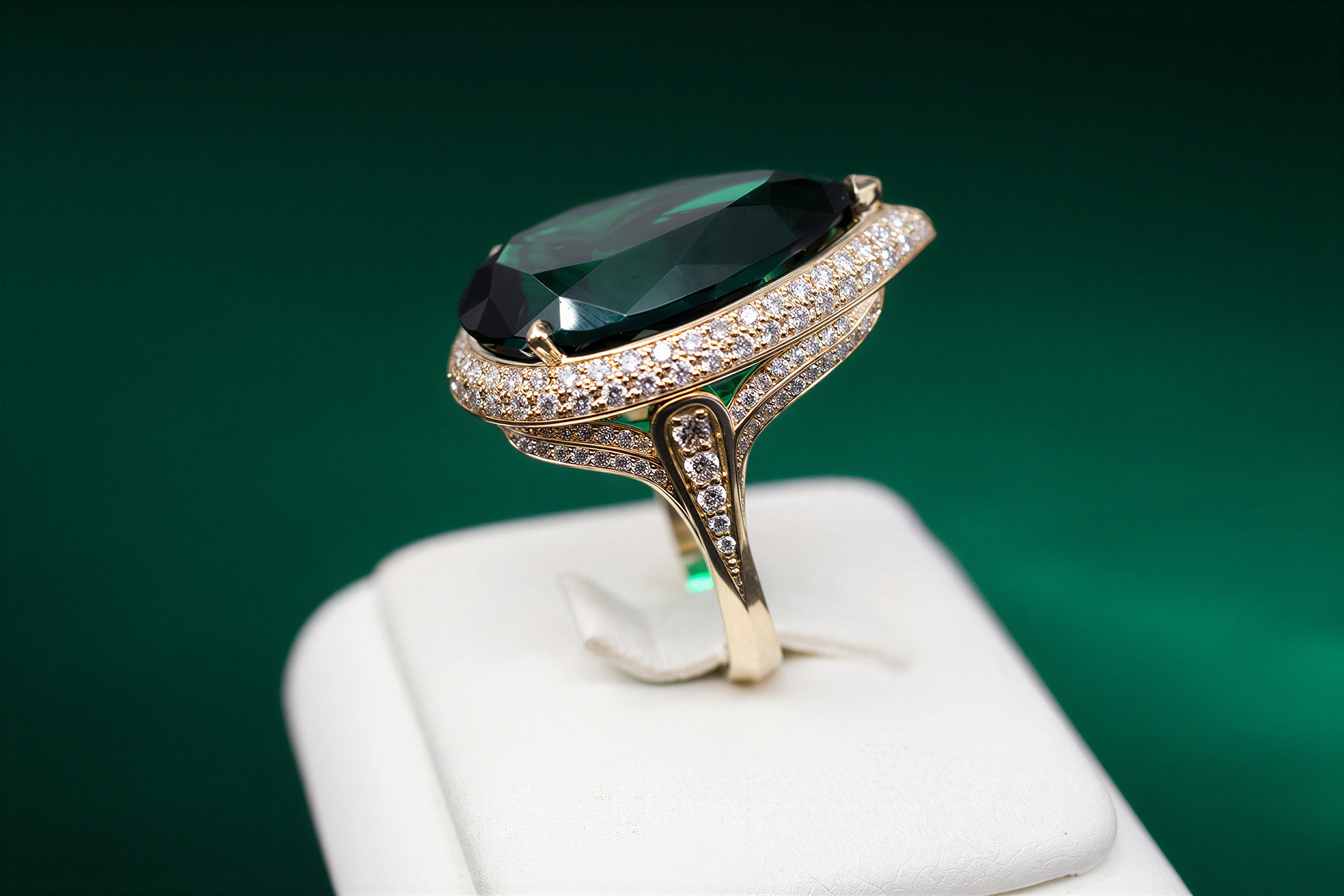 Pear halo diamond ring alternate view