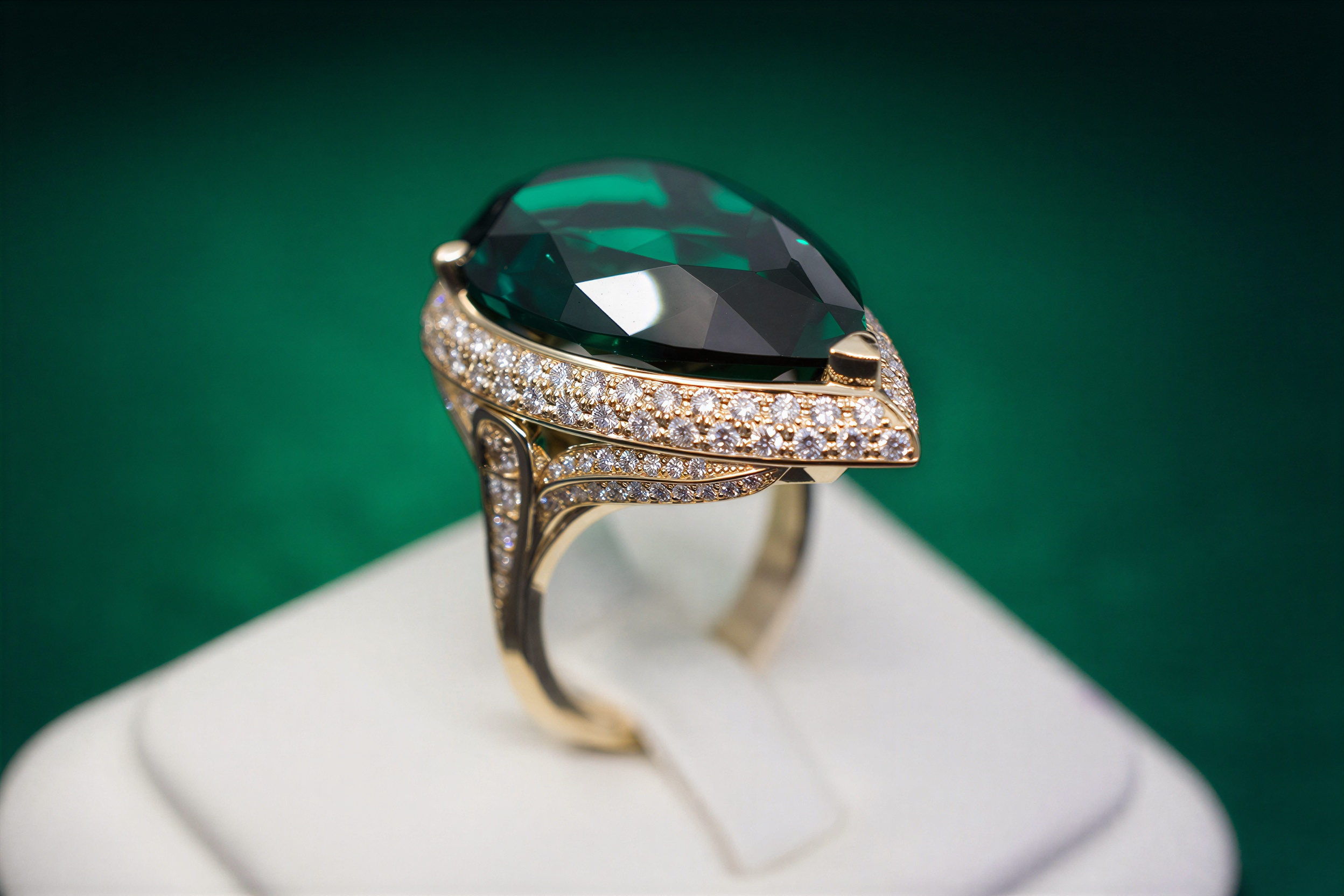Pear halo diamond ring