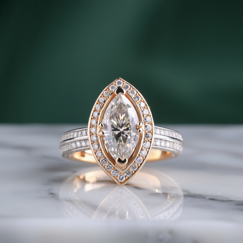 Marquise solitaire ring front view