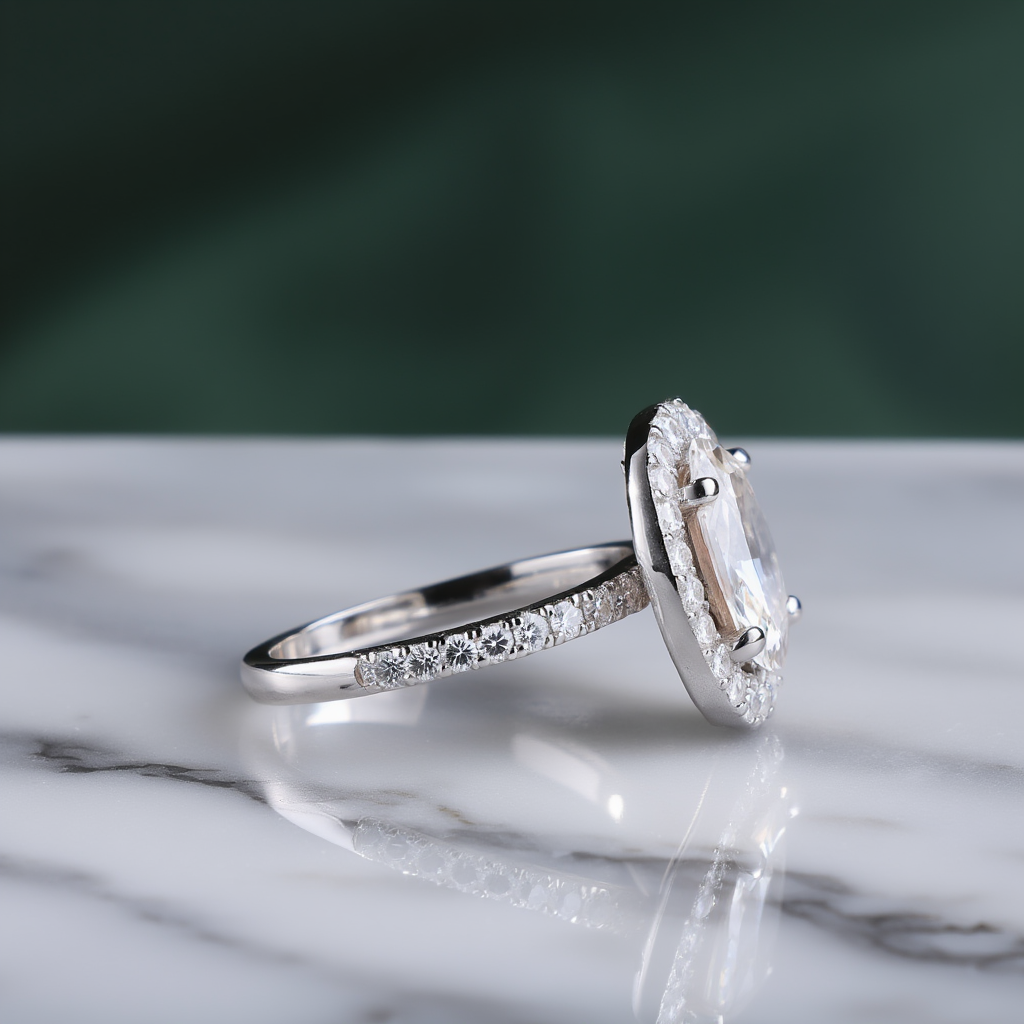 Oval solitaire ring side view