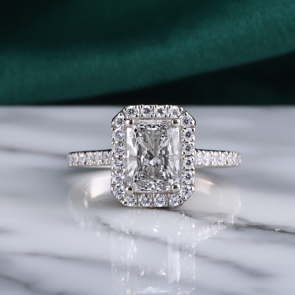 Radiant cut ring front view