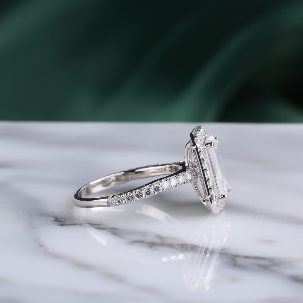 Radiant cut ring side view